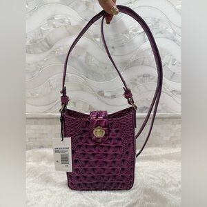 NWT Brahmin Marley in Dewberry Croc-Embossed Shoulder Bag